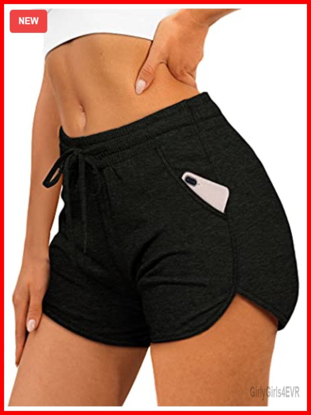 Athletic Running Shorts with Pockets Drawstring Dolphin